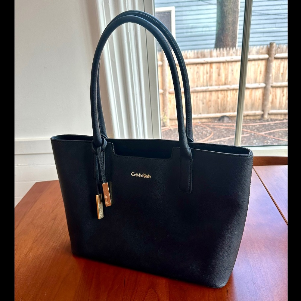 CALVIN KLEIN Saffiano Leather Tote Purse